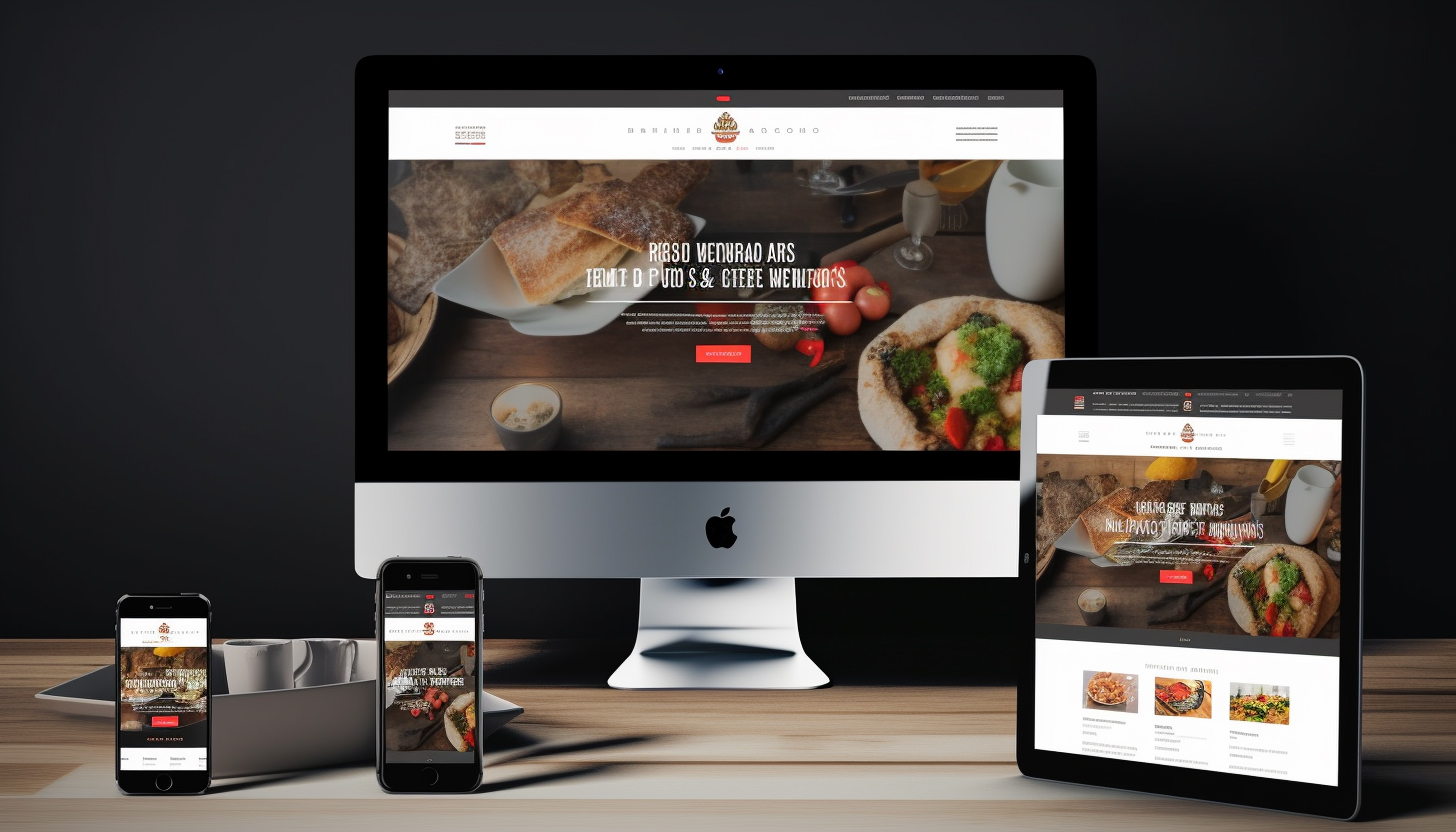 A picture showing a website designed for a restaurant that works on all devices, desktop and mobile.